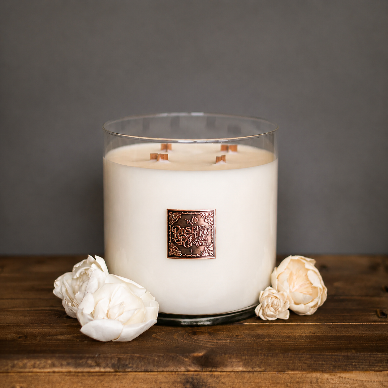 Le Grand Candle 150 oz Wood Wick Candle Rustic Rose