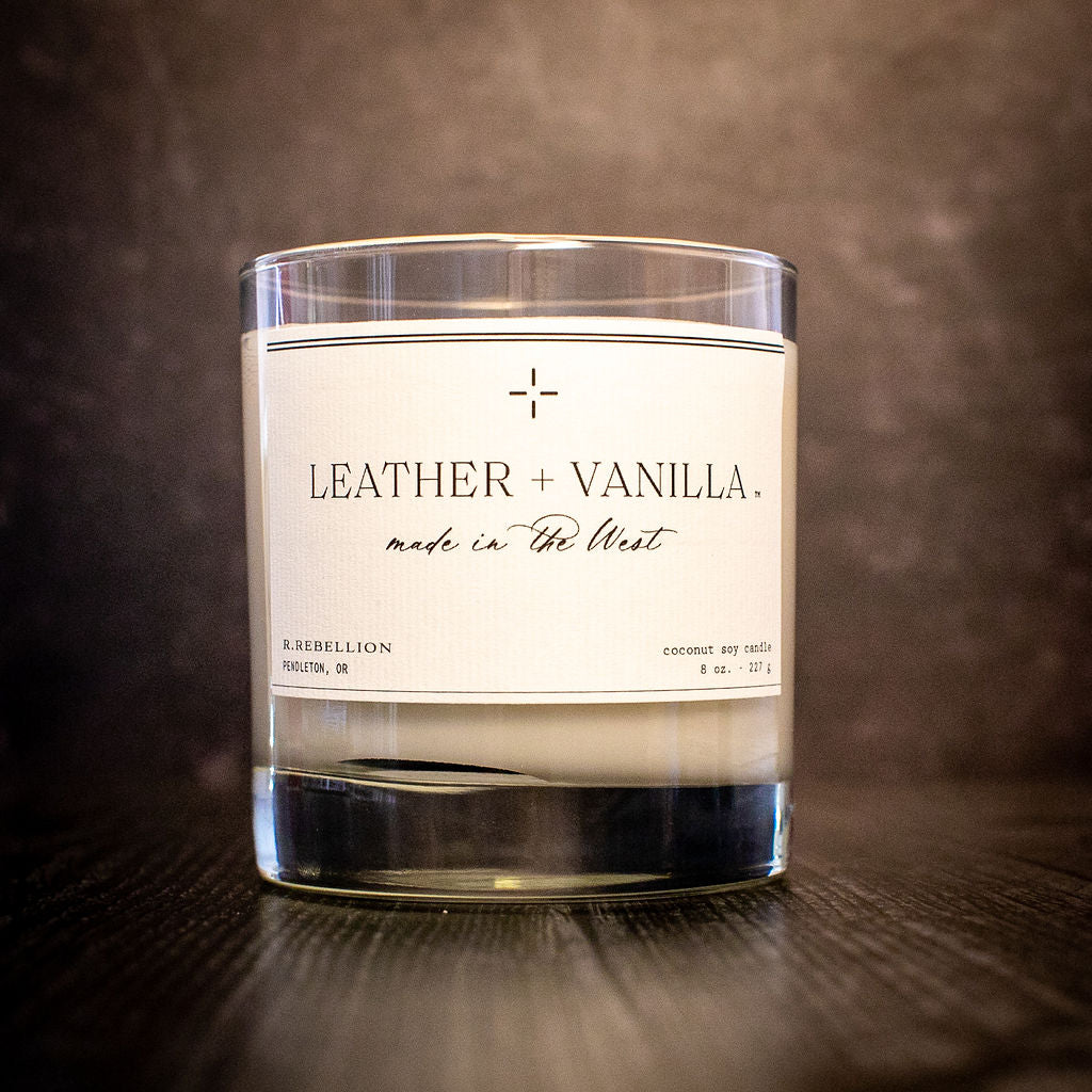 Leather + Vanilla Candle