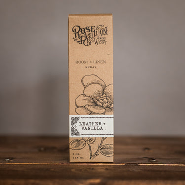 Leather + Vanilla Room + Linen Spray 4 oz.