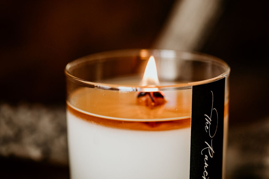 Cross Wooden Wick Coconut Soy Candle Burning with Perfect Melt Pool