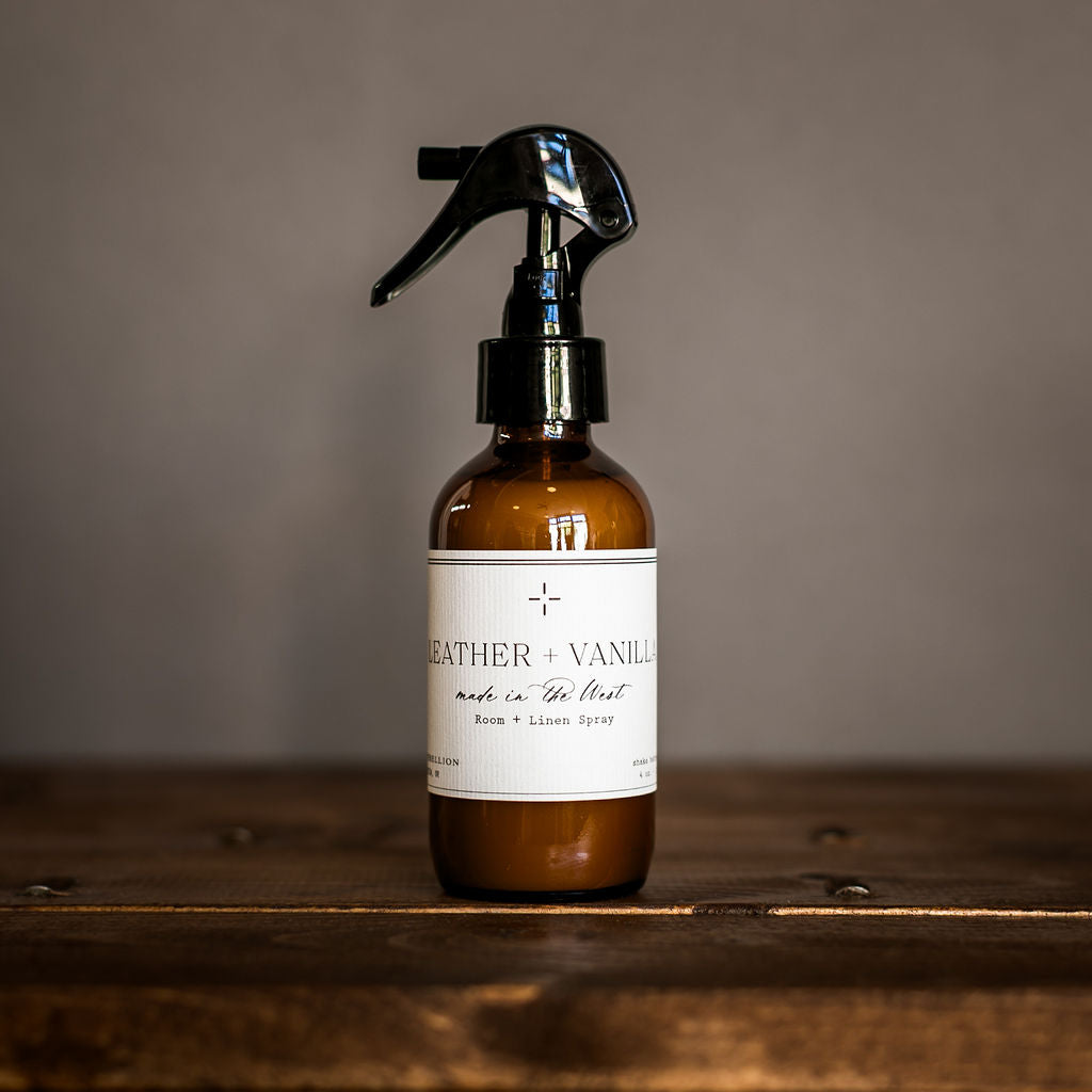 Leather + Vanilla Room + Linen Spray 4 oz.