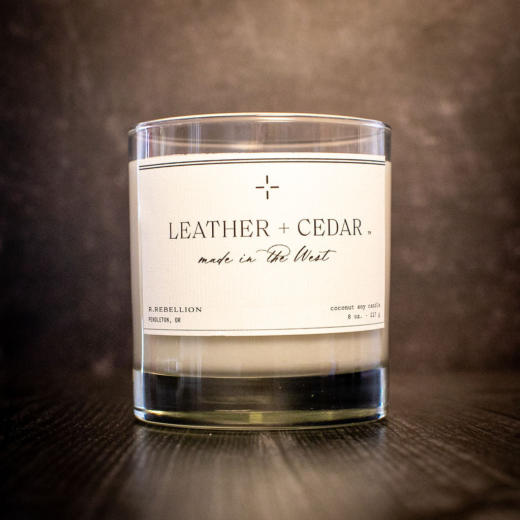 Leather + Cedar Candle 8 oz.